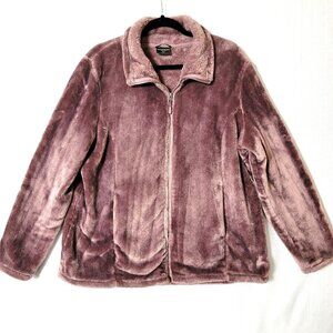 32 Degrees Heat Womens Sherpa Jacket Size 2XL Long Sleeve Full Zip Light Plum